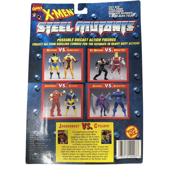 X-MEN Steel Mutants Juggernaut vs Cyclops Action Figures 1994 SEALED - Picture 2 of 6
